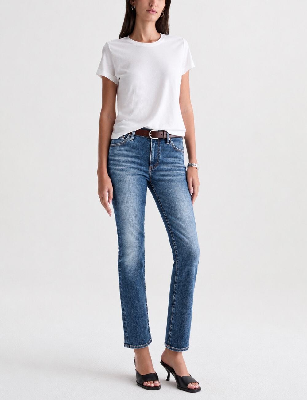 AG Jeans Mari Crop High-Rise Straight Jeans Medium Wash Size 27